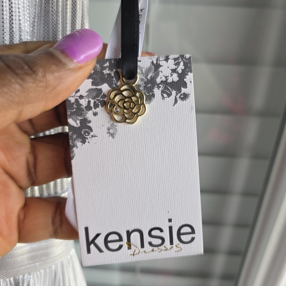 $138 Kensie Keyhole Halter Neck Maxi Dress Sz 14 Women White Sleeveless New - Picture 7 of 16